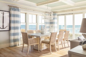 Dining room with large window and view of the ocean